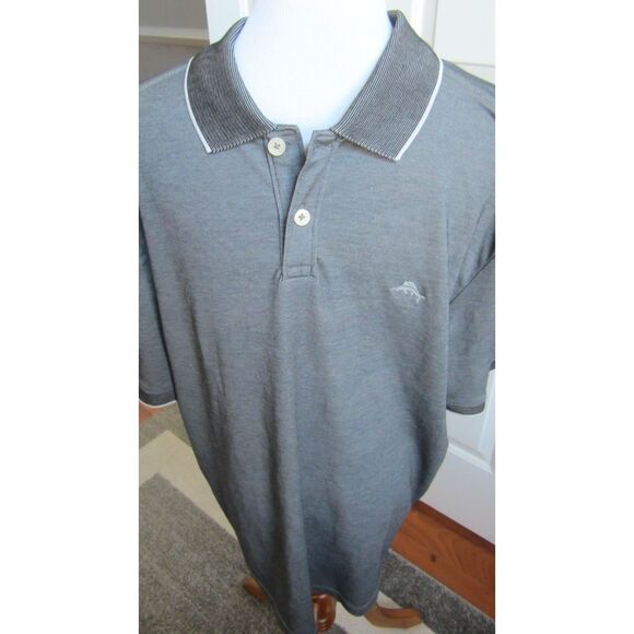 TOMMY BAHAMA GRAY SHORT SLEEVE SUPIMA COTTON BLEND POLO SIZE LARGE - Picture 1 of 4